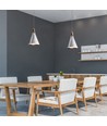 E27 pendel i hvid med trætop - Max 60W, jern, uden lyskilde