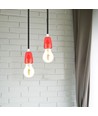 E27 porcelænsfatning, rød - Max 60W, Ø4,7cm, til ophæng