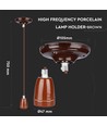 E27 porcelæn pendelophæng, brun - Max 60W, Ø4,7cm, 68cm ledning, uden lyskilde
