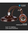 E27 porcelæn pendelophæng, brun - Max 60W, Ø4,7cm, 68cm ledning, uden lyskilde