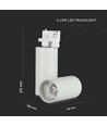 30W 1-fase skinnespot, RA95 - 24 grader, hvid, 6400K, 5 års garanti