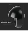 3W LED væglampe til trapper, rund - IP65, sort, 3000K, 210lm, indbygningsspot til trin og gange
