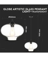 Globe Pendel Lampe - Transparent, Ø280, E27.