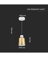 7W LED Pendel Lys - Guld Lampeskærm 4000K