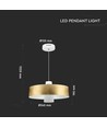 7W LED pendel, Ø34cm - Guld, akryl skærm, 4000K, inkl. lyskilde