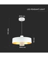 7W LED pendellampe - Ø34cm, hvid akryl skærm, 120 grader, inkl. lyskilde
