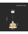 7W LED pendel med akryl guld skærm - 3000K, IP20, inkl. lyskilde