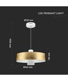 7W LED pendel, guld akrylskærm - Ø34cm, 4000K, 400lm, IP20