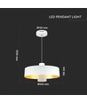 7W LED pendellampe - Ø34cm, hvid akryl skærm, 400lm, 120 grader, inkl. lyskilde