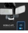 18W LED projektør med WiFi kamera og sensor - 6000K, IP44, hvid, udendørs, sikkerhedskamera