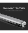 150cm 44W T8 vandtæt komplet LED armatur - IP65, 6400K, 2x22W, kold hvid