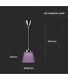 7W LED pendel / loftlampe - Krom med lilla skærm, 4000K, Ø15cm, 90 grader lysvinkel
