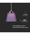 7W LED pendel / loftlampe - Krom med lilla skærm, 4000K, Ø15cm, 90 grader lysvinkel