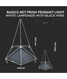 E27 Prism pendellampe - Sort skærm med hvid ledning, Ø40cm, metal, uden lyskilde