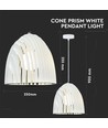Hvid Cone Prism pendel, E27 - Metal, prismeformet, uden lyskilde, Ø25cm