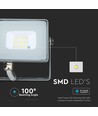 V-TAC projektør 10W - Samsung Chip, 4000K, grå hus.