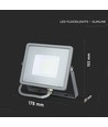 30W LED projektør med Samsung chip - 80lm/W, IP65, varm hvid, grå, 5 års garanti