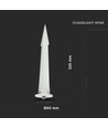 Ø60mm hvid spyd til projektør - IP65, aluminium, 26,5cm højde