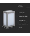 12W LED væglampe, grå - 750lm, 6400K, IP65, kold hvid