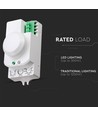Mikrobølge bevægelsessensor med manual override - 360°, 1-8m rækkevidde, IP20, hvid, max 300W LED