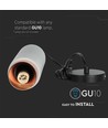 GU10 pendel i gips og metal - Rund, grå med mat rose gold bund, IP20 indendørs, uden lyskilde