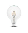E27 6W LED filament pære - G125, 806lm, 6400K, klart glas, 300°