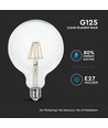 G125 LED Pære 6W E27 - 6400K, Klart Glas, Kultråd