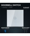 1-tryks touch dørklokke afbryder, hvid - Glas cover, indbygget, IP20 indendørs
