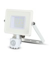 30W LED projektør med sensor, Samsung LED chip - IP65, hvid, 6400K, 5 års garanti