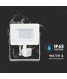 30W LED projektør med sensor, Samsung LED chip - IP65, hvid, 3000K, 5 års garanti
