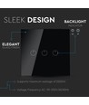 WiFi 3-vejs touch afbryder, sort - 2200W, virker med Google Home og Alexa, 3 Gang 1 Way