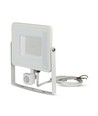 50W LED projektør med sensor - IP65, 4000lm, varm hvid, PIR bevægelsessensor, hvid kant