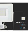 50W LED projektør med sensor - IP65, 4000lm, varm hvid, PIR bevægelsessensor, hvid kant