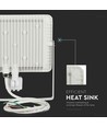 50W LED projektør med sensor - IP65, 4000lm, varm hvid, PIR bevægelsessensor, hvid kant