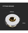 GU10 indbygningsspot - Rund, hvid/guld, aluminium, hul: Ø7,5 cm, mål: Ø8,3 cm