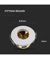 GU10 indbygningsspot - Rund, hvid/guld, aluminium, IP20, hul: Ø7,5 cm, mål: Ø8 cm