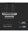115W Soft Light lysekrone, dæmpbar - 6300lm, 3000K, sort, 360 grader, højde 120cm