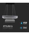 115W Soft Light lysekrone, dæmpbar - 6300lm, 3000K, sort, 360 grader, højde 120cm