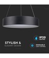 20W LED pendel, Ø45cm, sort - Dæmpbar, 3000K, 120cm wire, varm hvid