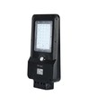 15W LED solcelle gadelampe - 1600lm, IP65, sort, bevægelsessensor, 7.4V lithium batteri
