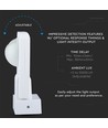 V-Tac IP65 infrarød bevægelsessensor, hvid - 360 grader, 20m rækkevidde, max 1000W LED, udendørs/indendørs
