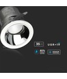 35W Ø16cm LED hotel downlight, RA95 - 2300lm, 0-27° justerbar spredning, sølv reflektor, Hul: Ø15cm
