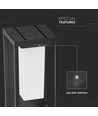2W LED solcelle væglampe med sensor, Samsung LED chip - IP65, 3000K, grå, 220lm, udendørs