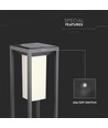 2W solcelle havelampe med spyd og sensor - Samsung LED chip, IP65, 3000K, grå, 50cm høj