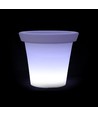 36cm LED urtepotteskjuler med RGBW - Ø35,5 x 32,5 cm, genopladelig, inkl. fjernbetjening, hvid krop