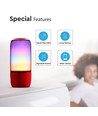 6W bærbar Bluetooth højttaler med LED lys - Rød, 1800mAh batteri, USB/TF/AUX, 5V DC