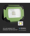 10W genopladelig LED projektør - Samsung LED chip, IP44, SOS flash, USB output, grøn/sort