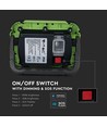 10W genopladelig LED projektør - Samsung LED chip, IP44, SOS flash, USB output, grøn/sort