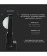 Infrarød bevægelsessensor, sort - 360°, IP65, rækkevidde op til 20m, max 1000W LED