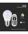 G45 LED Pære 3.5W E27 - RGB+6400K Dæmpbar, RF Kontrol, Dæmpbar.